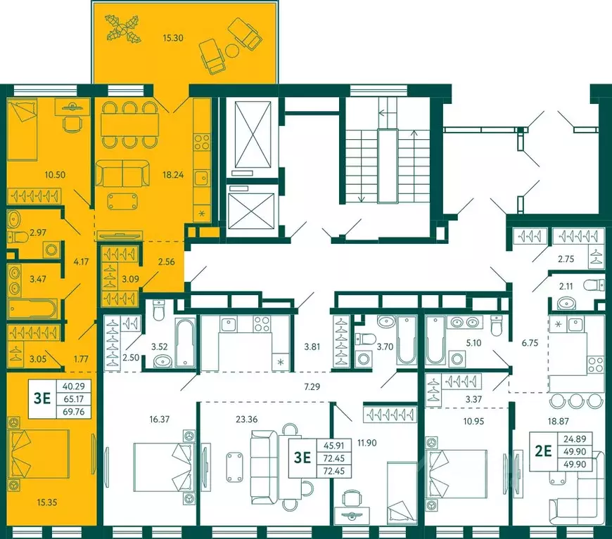 2-к кв. Башкортостан, Уфа Зеленая Роща жилрайон, Терле Парк жилой ... - Фото 2
