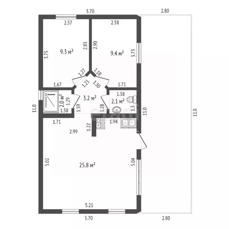 Дом в Крым, Черноморское пгт, Тарханкут СНТ 31 (52 м) - Фото 1