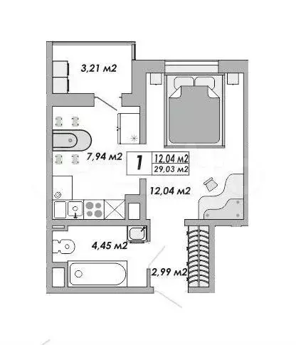 1-к. квартира, 31 м, 5/9 эт. - Фото 0