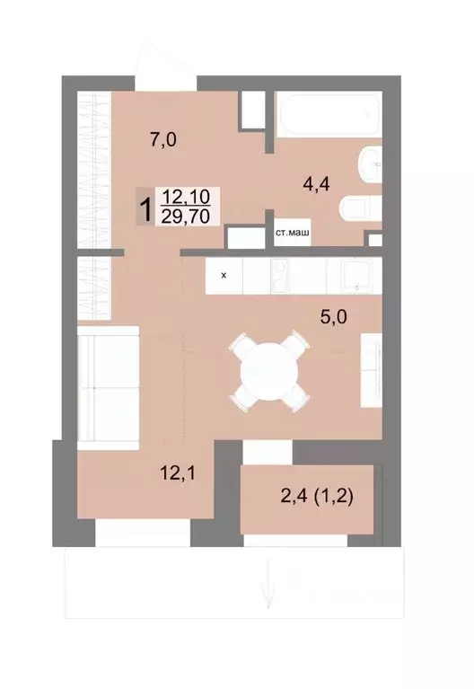 1-к кв. Свердловская область, Екатеринбург ул. Семена Лагоды, 80 (29.7 ... - Фото 0