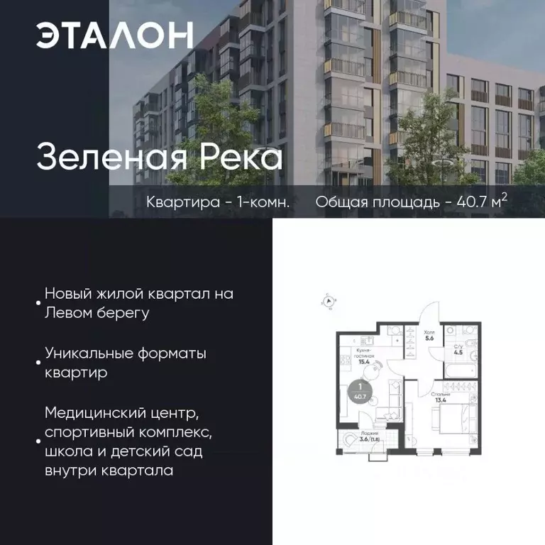 1-к кв. Омская область, Омск Зеленая река мкр,  (40.7 м) - Фото 0