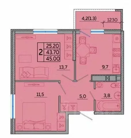2-к кв. Краснодарский край, Новороссийск ул. Герцена, 3Ак1 (44.8 м) - Фото 1