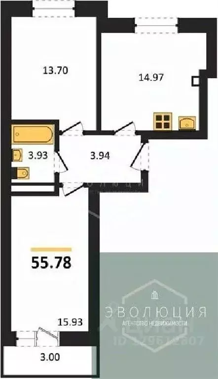 2-к кв. Калининградская область, Калининград Петровский мкр,  (55.78 ... - Фото 1