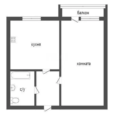 1-комнатная квартира: Садовое, Пролетарская улица, 45 (31.7 м) - Фото 0