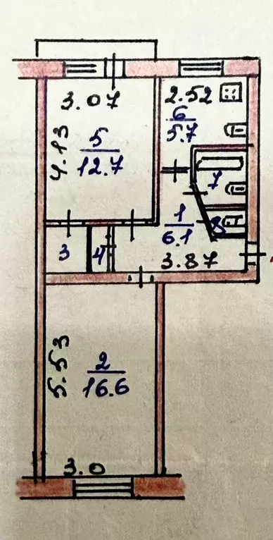 2-к. квартира, 46,5 м, 5/5 эт. - Фото 0