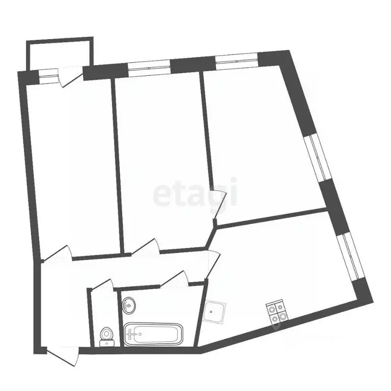 3-к кв. Калужская область, Обнинск просп. Ленина, 6/4 (69.8 м) - Фото 2