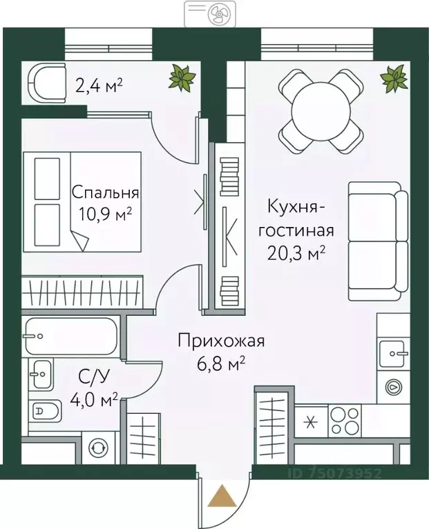 1-к кв. Волгоградская область, Волгоград Новосибирская ул., 74с1 (44.4 ... - Фото 0