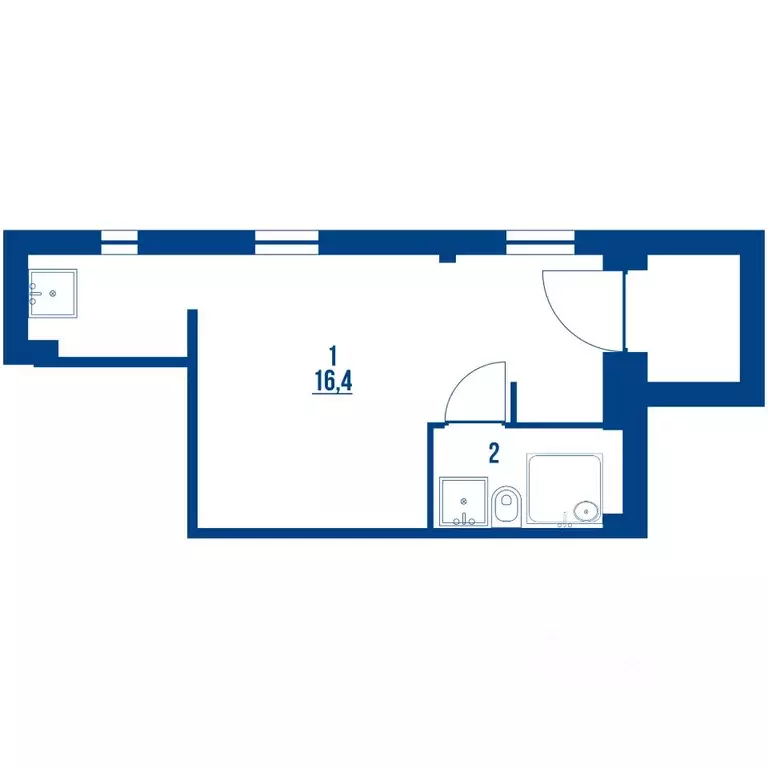 Студия Санкт-Петербург Приморский просп., 6 (19.2 м) - Фото 1