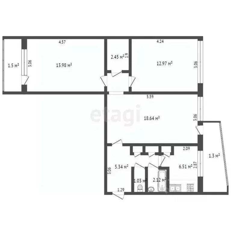 3-к кв. Мордовия, Саранск ул. Металлургов, 5 (64.1 м) - Фото 1