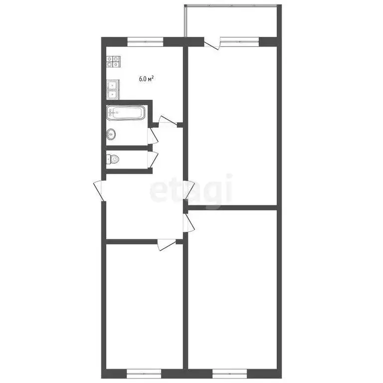 3-комнатная квартира: Челябинск, Гражданская улица, 23 (61.1 м) - Фото 1