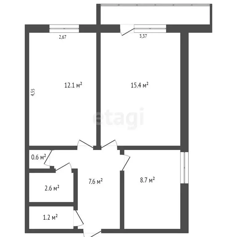 2-комнатная квартира: Междуреченск, проспект Шахтёров, 27 (48.5 м) - Фото 0