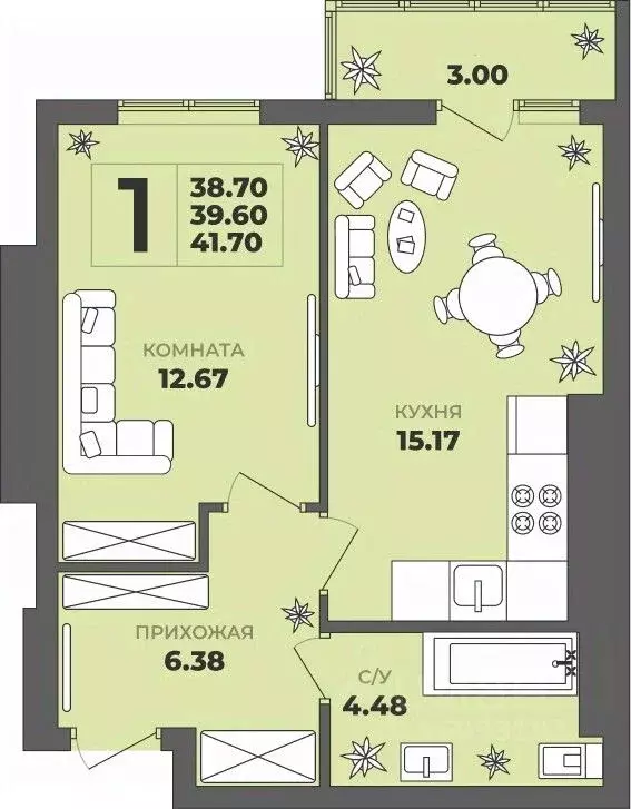 1-к кв. Калининградская область, Калининград ул. Генерала Толстикова, ... - Фото 1