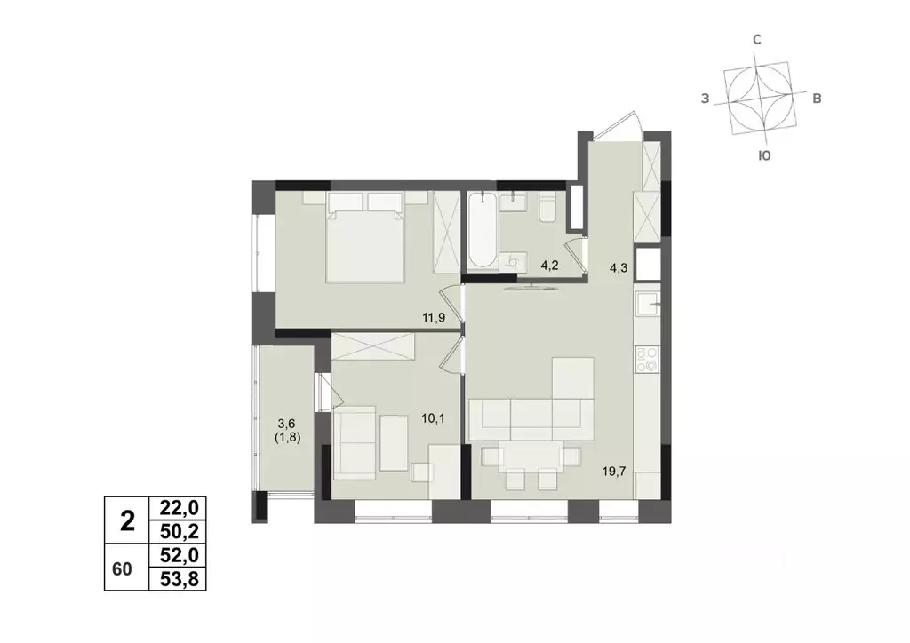 2-к кв. Удмуртия, Ижевск ул. Леваневского (52.0 м) - Фото 1