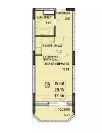 Студия Тульская область, Тула Рязанская ул., 19 (28.1 м) - Фото 2