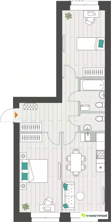 2-к кв. Татарстан, Казань Ачинская ул. (62.68 м) - Фото 1