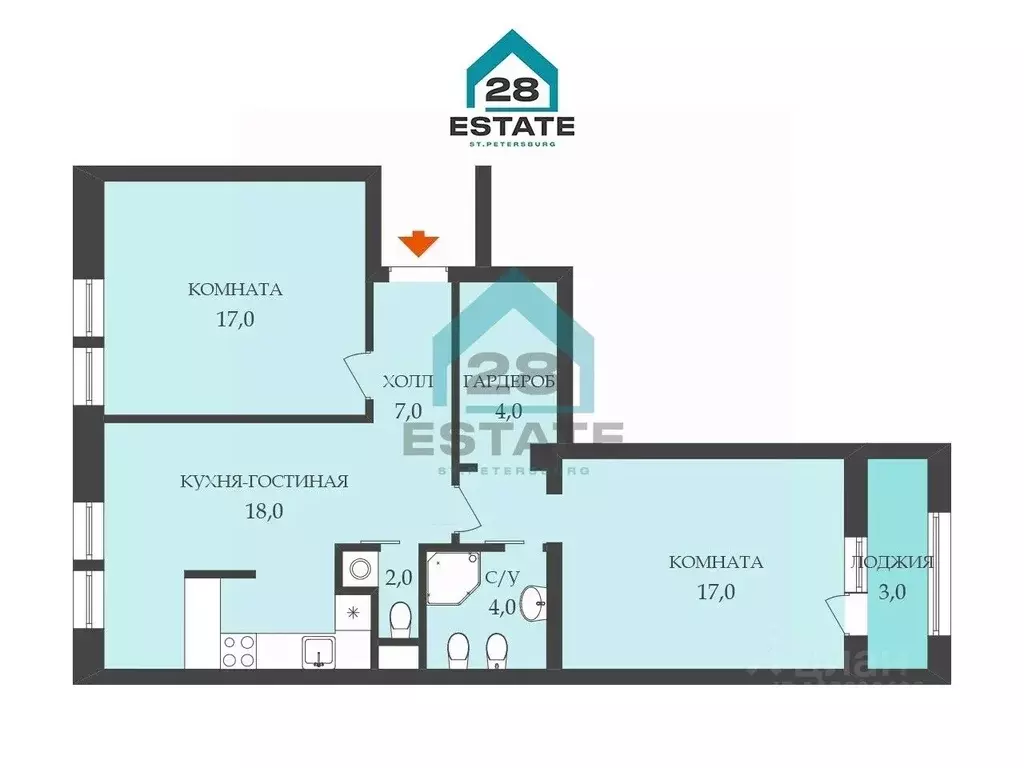 3-к кв. Санкт-Петербург Полтавский проезд, 2 (71.0 м) - Фото 2
