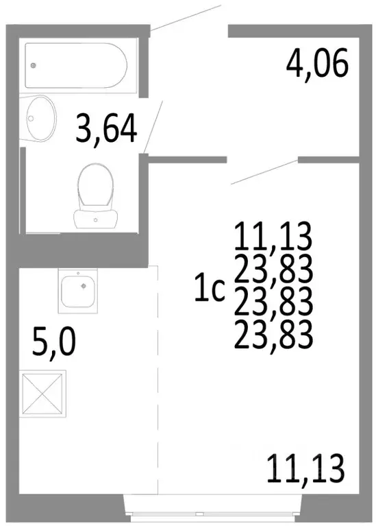 1-к кв. Челябинская область, Челябинск ул. Блюхера, 125В (23.83 м) - Фото 0