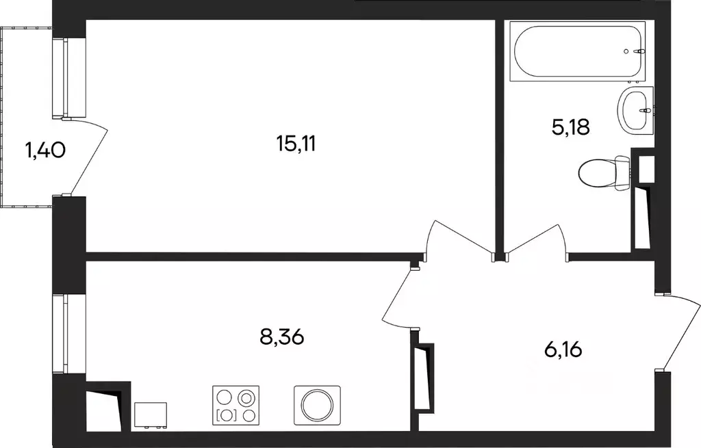 1-к кв. Крым, Евпатория городской округ, Заозерное пгт Кубики жилой ... - Фото 1