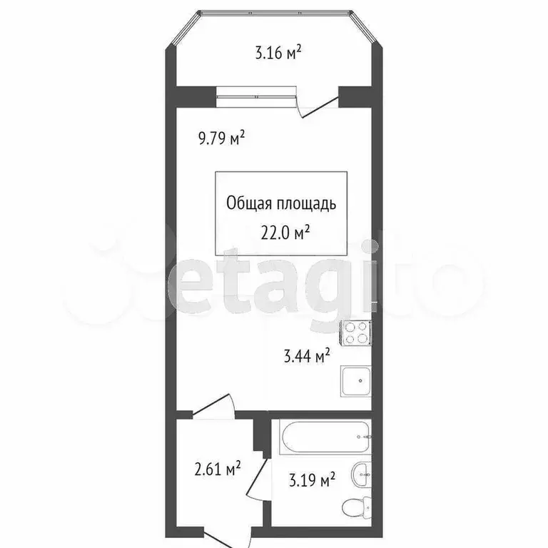 Квартира-студия, 23,9 м, 8/17 эт. - Фото 0