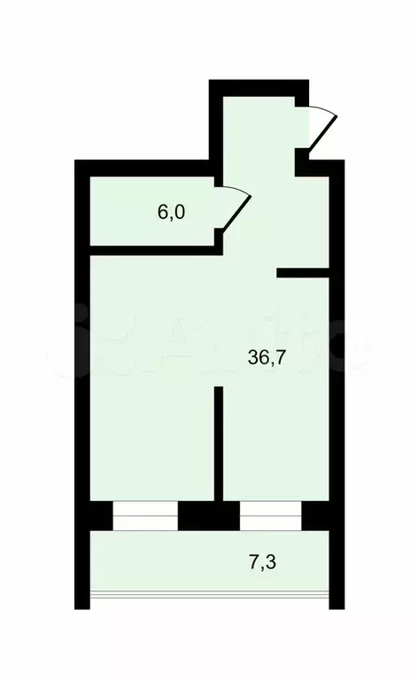 1-к. квартира, 42,7 м, 1/7 эт. - Фото 0
