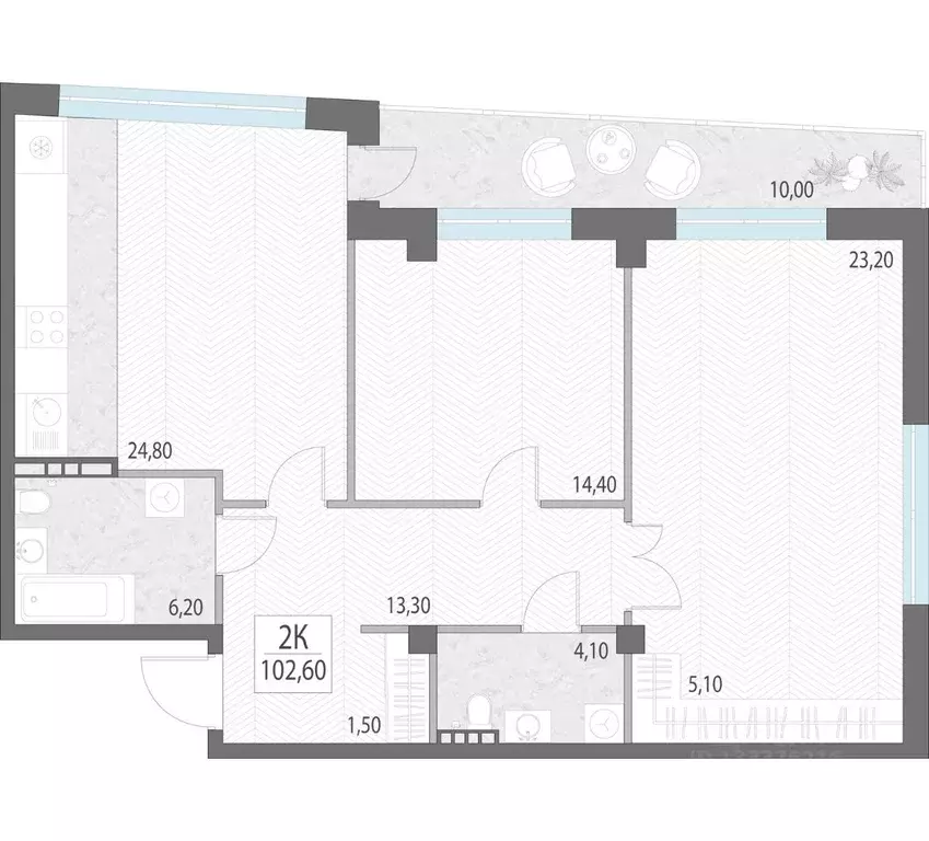 2-к кв. Свердловская область, Екатеринбург ул. Первомайская, 7 (102.6 ... - Фото 1