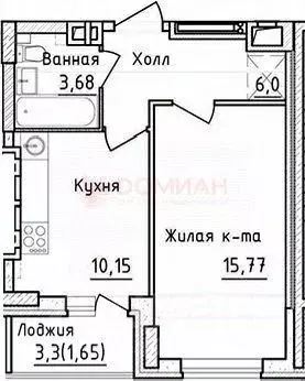 1-к кв. Ростовская область, Ростов-на-Дону Клубная ул. (37.25 м) - Фото 1