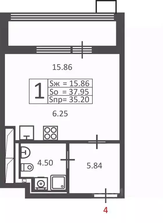 1-к кв. Москва Полярная ул., 16К1 (35.2 м) - Фото 2