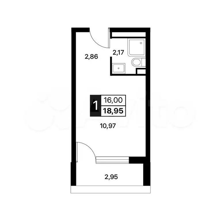 Апартаменты-студия, 19 м, 11/14 эт. - Фото 0