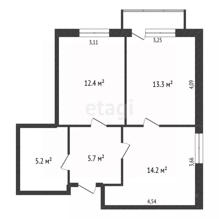 2-к кв. Калужская область, Совхоз Боровский с/пос, д. Кабицыно, ... - Фото 2