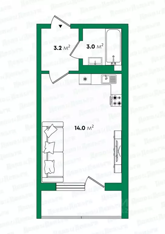 Студия Кировская область, Киров Радужный мкр, ул. Мира, 10 (27.7 м) - Фото 1