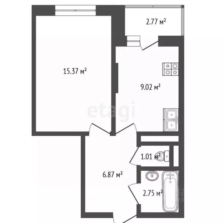 1-к кв. Тюменская область, Тюмень ул. Дмитрия Менделеева, 2к1 (35.4 м) - Фото 1