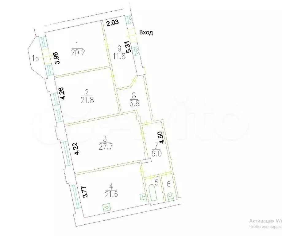 3-к. квартира, 124 м, 5/6 эт. - Фото 0