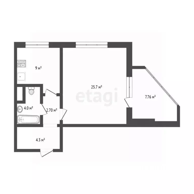 1-к кв. Тюменская область, Тюмень ул. Червишевский Тракт, 21к2 (53.0 ... - Фото 2