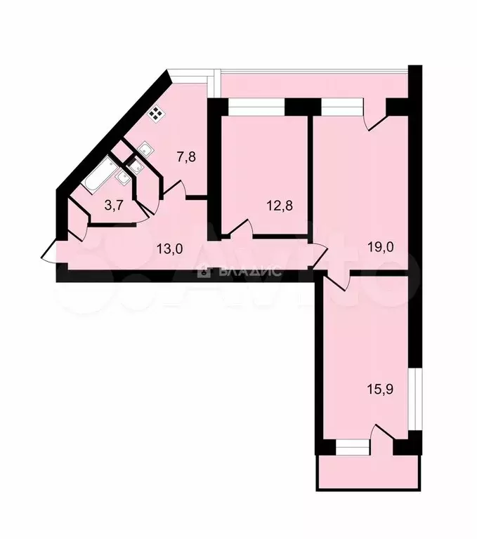 1-к. квартира, 51 м, 4/21 эт. - Фото 0