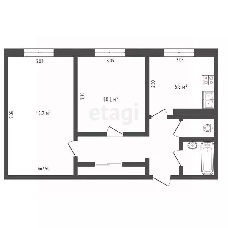 2-к кв. Ямало-Ненецкий АО, Ноябрьск ул. Ленина, 86 (61.0 м) - Фото 2