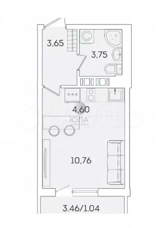 Квартира-студия, 22,8 м, 16/18 эт. - Фото 0