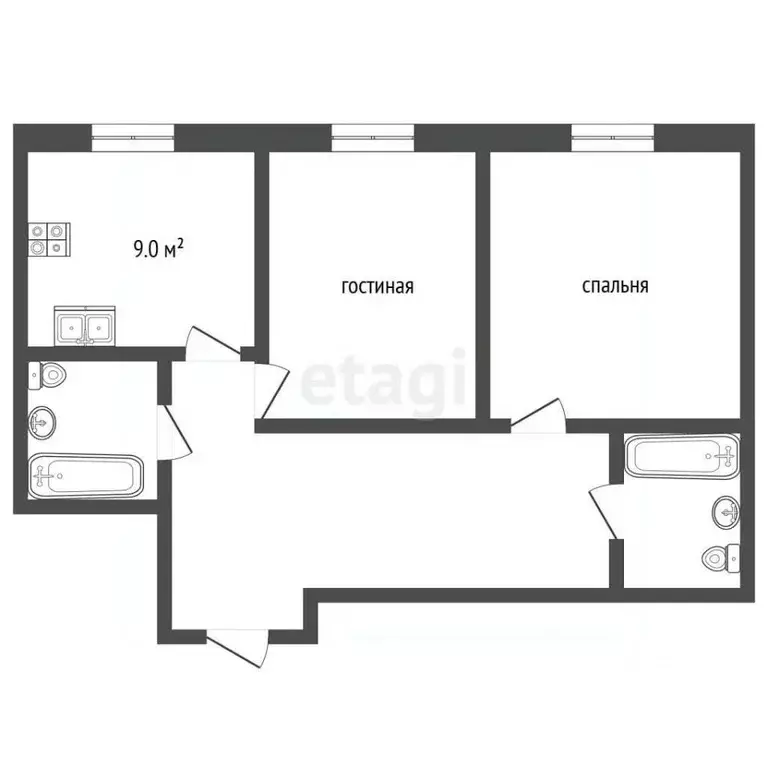 2-к кв. Москва пер. 2-й Петра Алексеева, 5 (54.9 м) - Фото 2