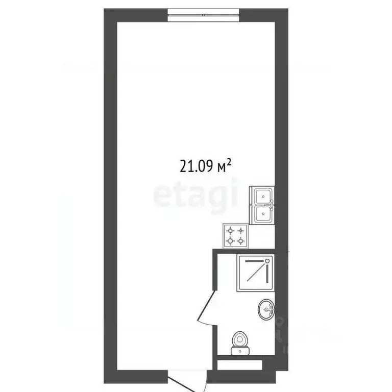 Студия Санкт-Петербург Камышовая ул., 25 (21.1 м) - Фото 1