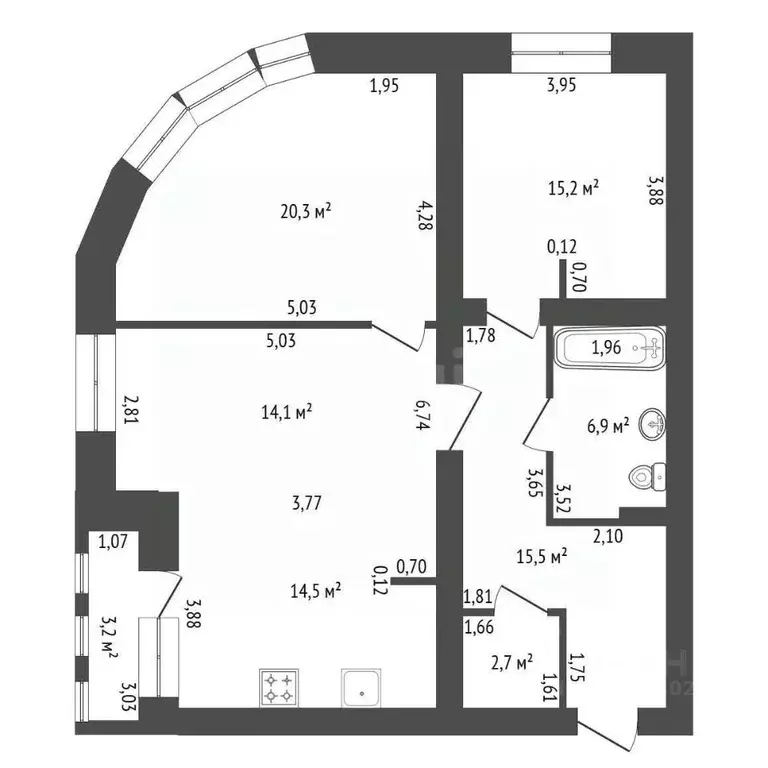 2-к кв. Башкортостан, Уфа ул. Гоголя, 74 (89.8 м) - Фото 2