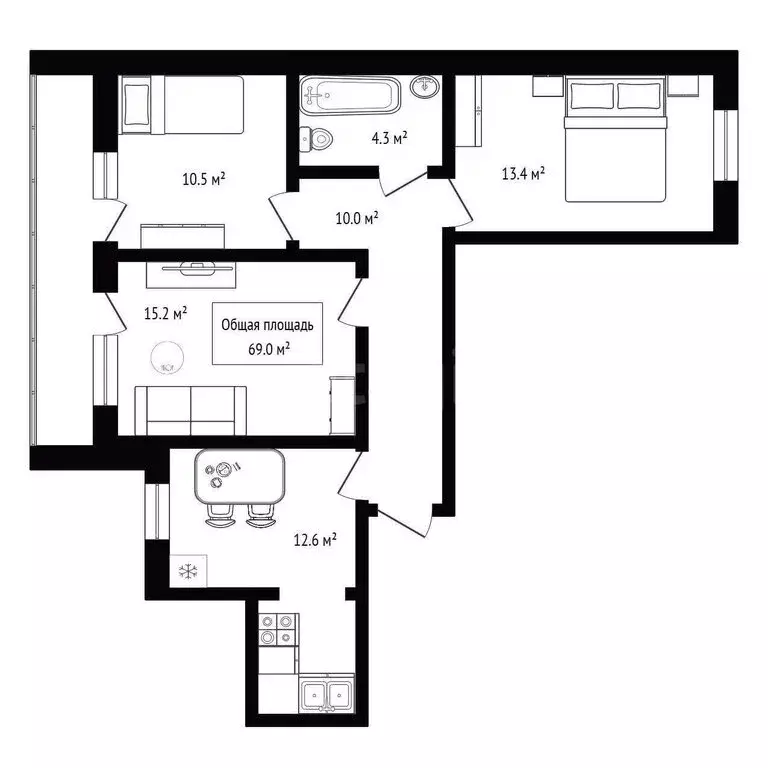 3-комнатная квартира: Бердск, улица Ленина, 13В (69 м) - Фото 1