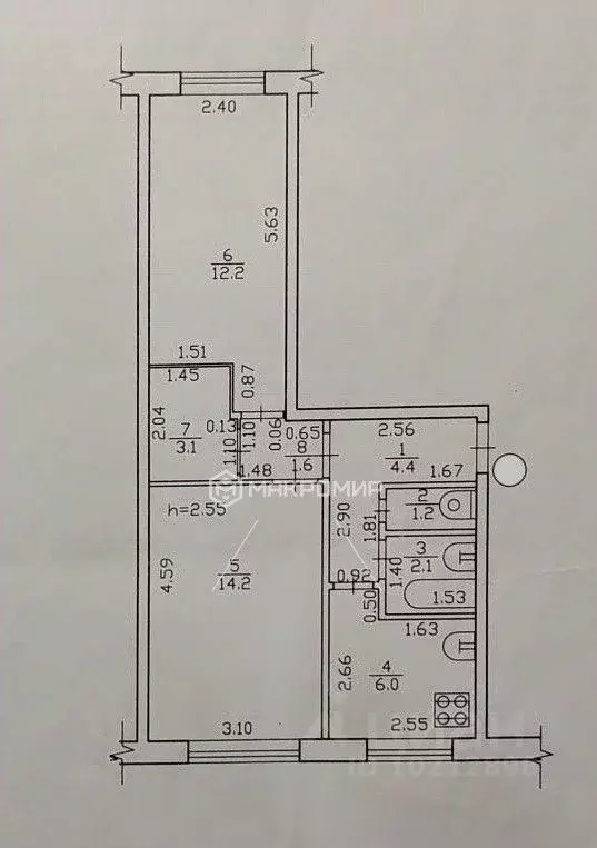 2-к кв. Брянская область, Брянск Орловская ул., 23 (44.8 м) - Фото 2