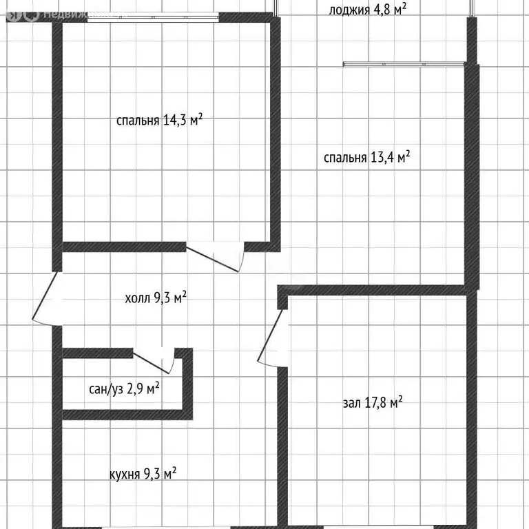 3-комнатная квартира: Майкоп, улица Коммунаров, 9 (67 м) - Фото 1