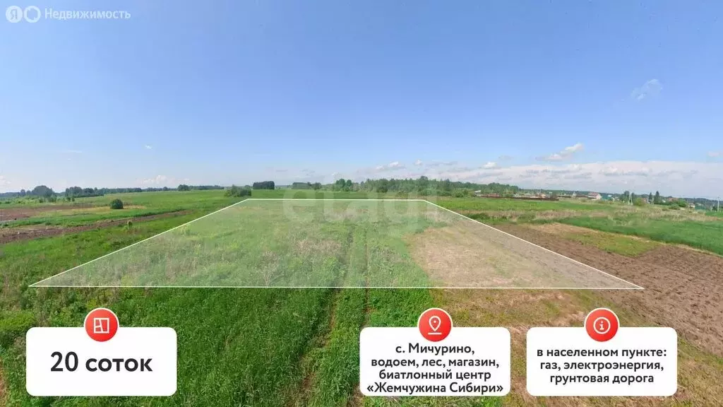 Участок в село Мичурино, Центральная улица (20 м) - Фото 1
