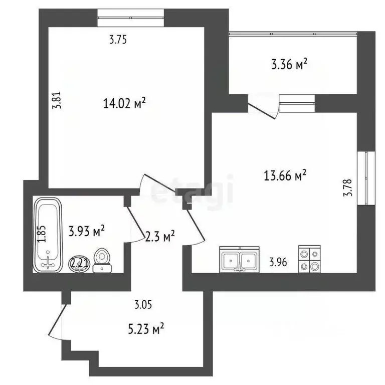 1-к кв. Костромская область, Кострома ул. Валентины Плетневой, 1 (41.5 ... - Фото 2