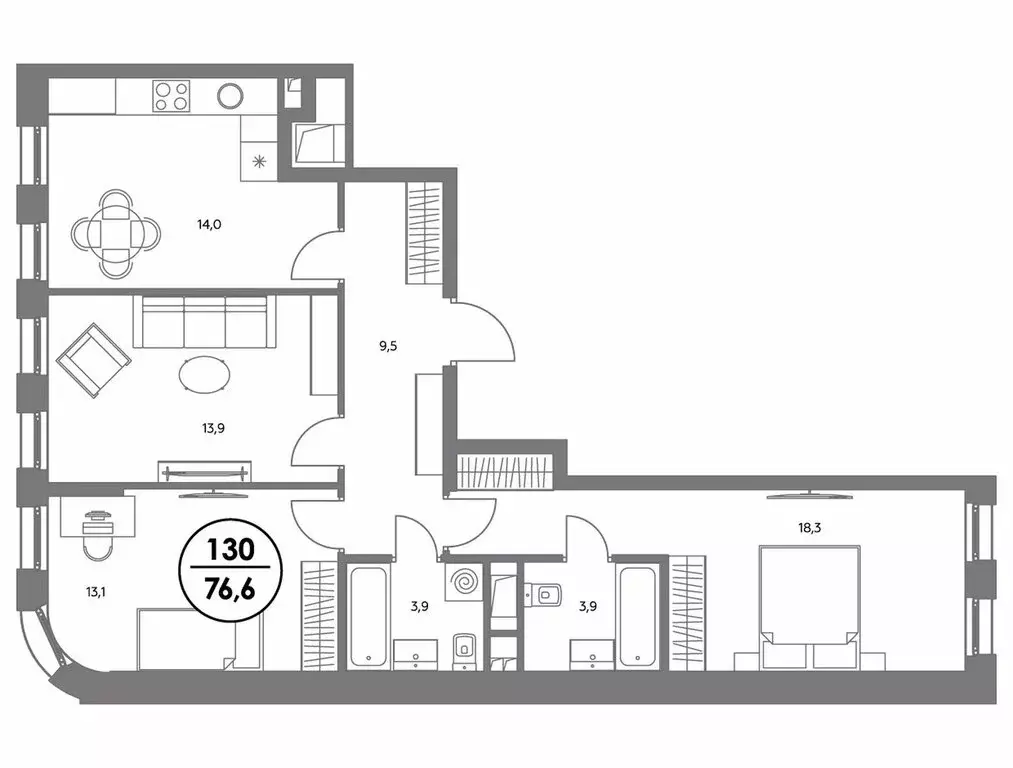 3-комнатная квартира: Москва, ЖК Адмирал (76.6 м) - Фото 1