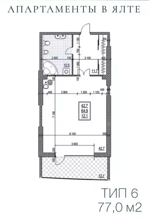 1-к кв. Крым, Ялта муниципальный округ, Курпаты пгт ш. Алупкинское, 10 ... - Фото 2