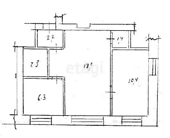 2-комнатная квартира: Ишимбай, Революционная улица, 21 (41.2 м) - Фото 1