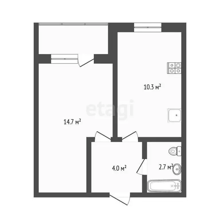 1-комнатная квартира: Тюмень, Харьковская улица, 85А (31.6 м) - Фото 0