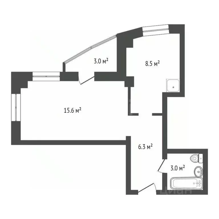 1-к кв. Красноярский край, Красноярск Соколовская ул., 76А (33.4 м) - Фото 2