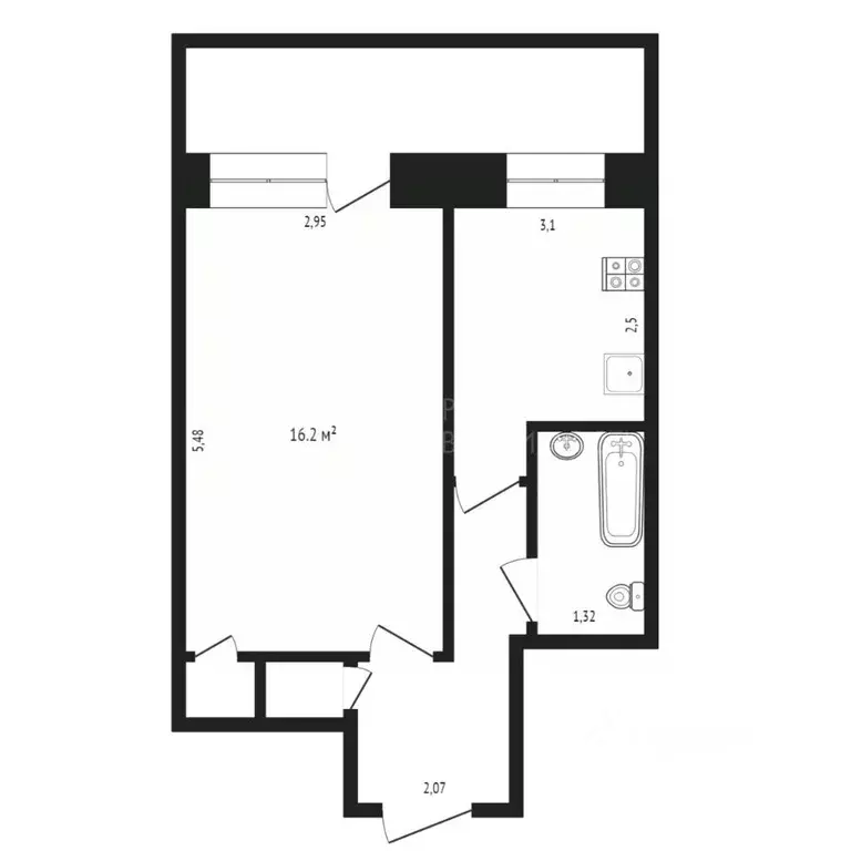 1-к кв. Тюменская область, Тюмень Тульская ул., 6 (38.8 м) - Фото 1